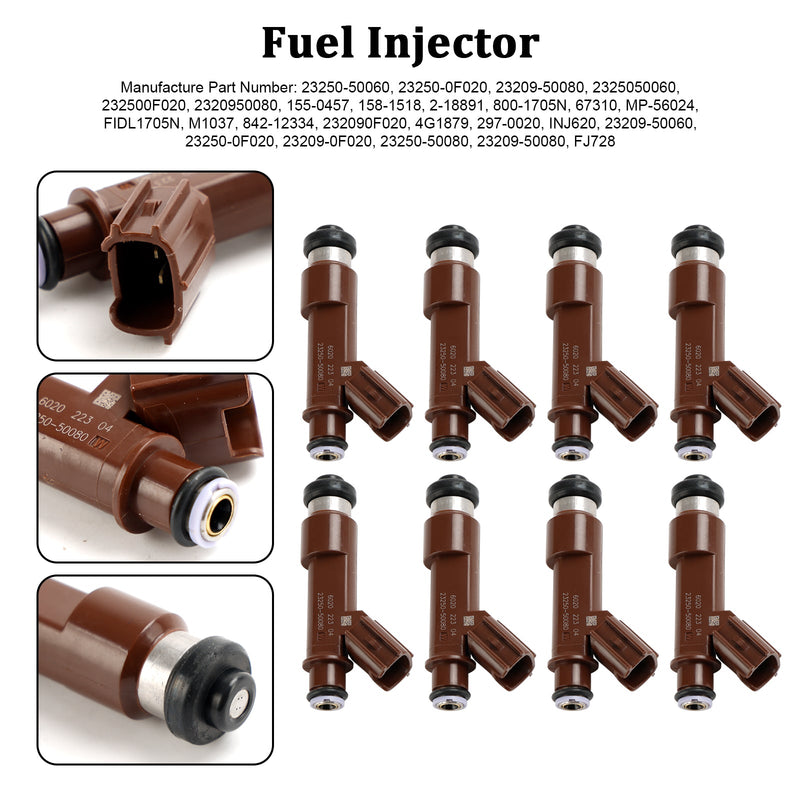 8 Uds inyector de combustible 23250-50060 compatible con TUNDRA SEQUOIA 4RUNNER compatible con GX470 LX470 4.7L