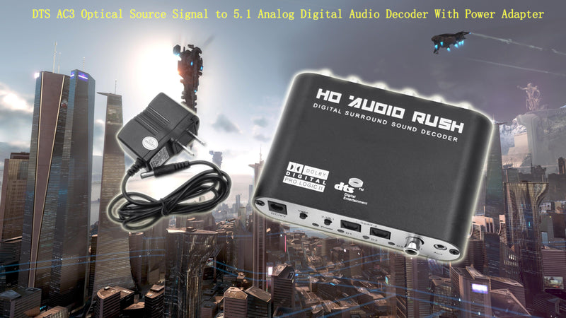 Convertidor DTS AC3 Fuente a 5.1 Decodificador de audio estéreo digital analógico Enchufe de EE. UU. 