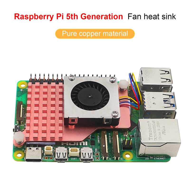 5to ventilador radiador Raspberry pi5 Material de cobre puro disipador de calor ventilador de refrigeración