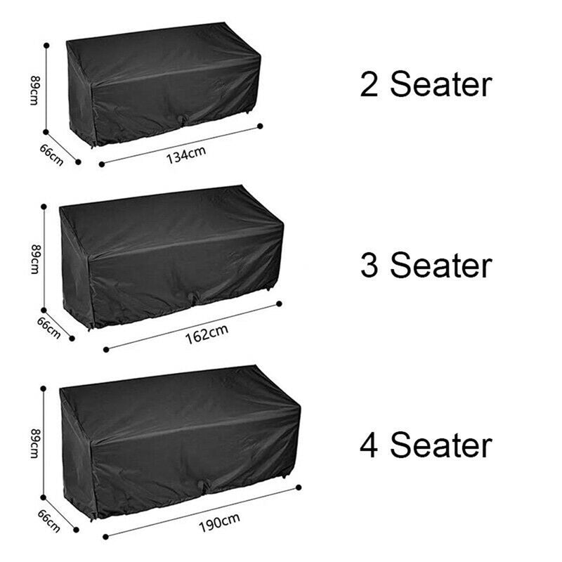 Funda de asiento de banco de 2/3/4 plazas para exteriores, resistente al agua, negra, para jardín