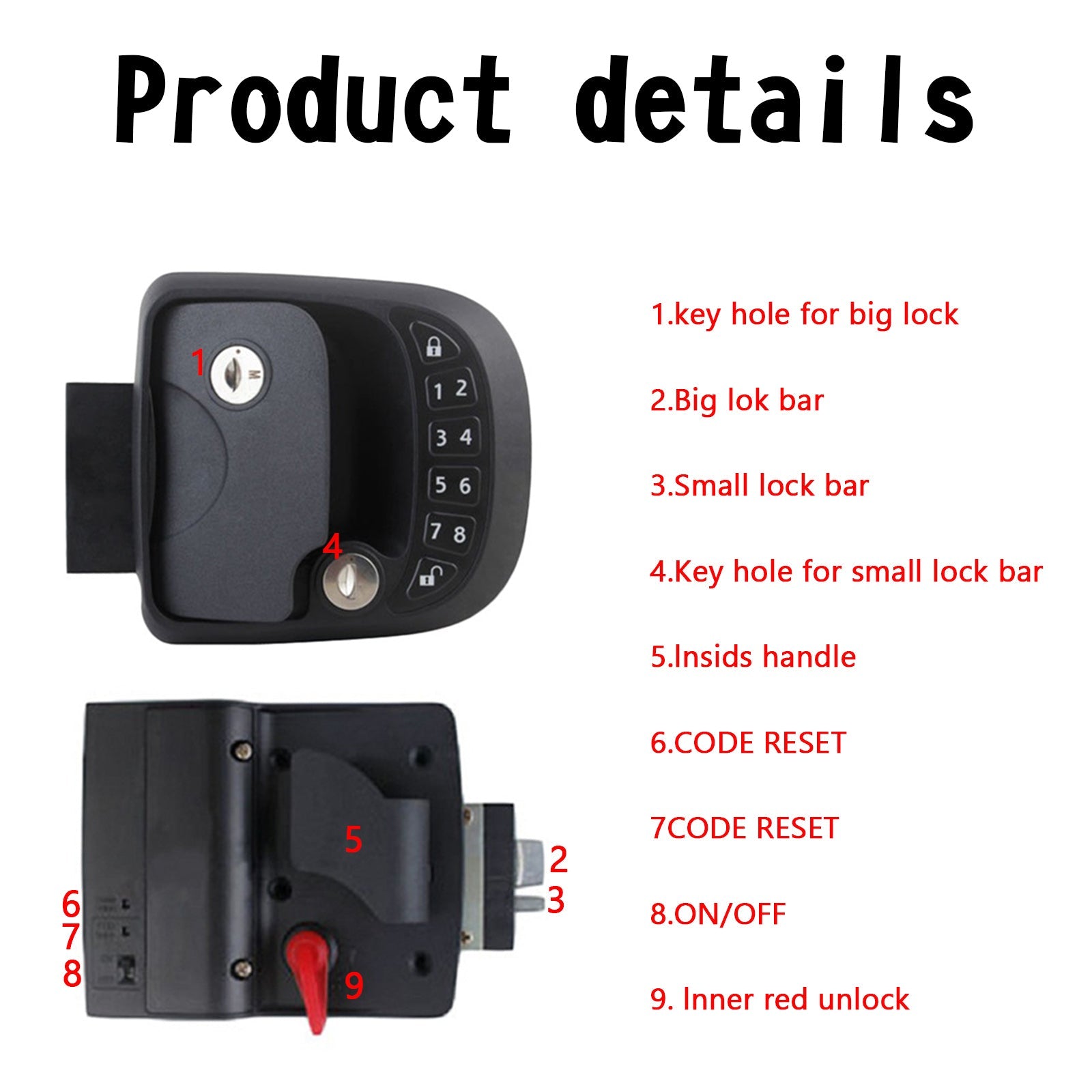 RV Lock Key Compact Keyless Entry Keypad السفينة مقطورة مع ملحقات قفل عن بعد