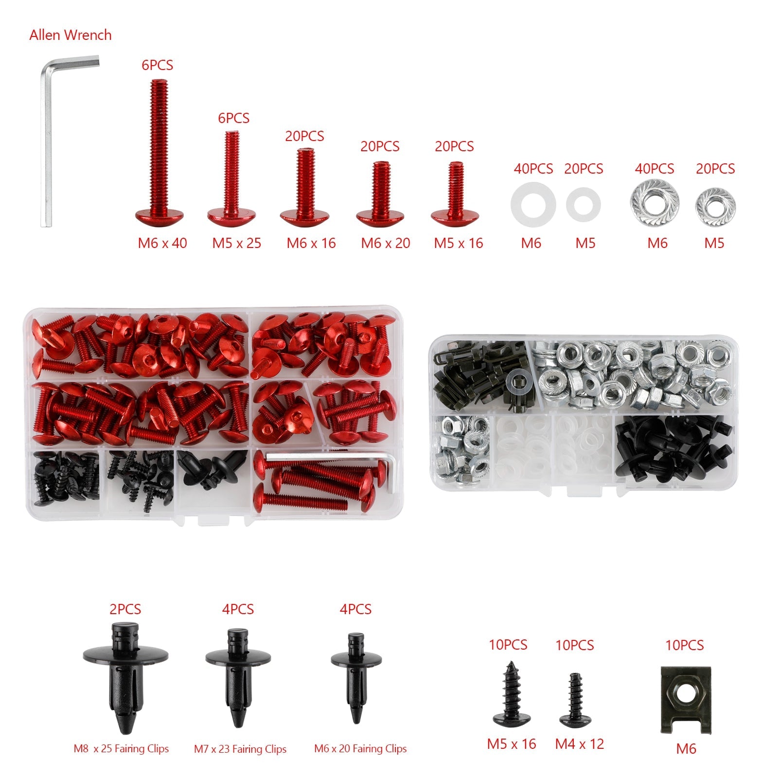 232 piezas kit de sujetadores de aluminio de repuesto tornillo tuercas arandelas motocicleta motocicleta