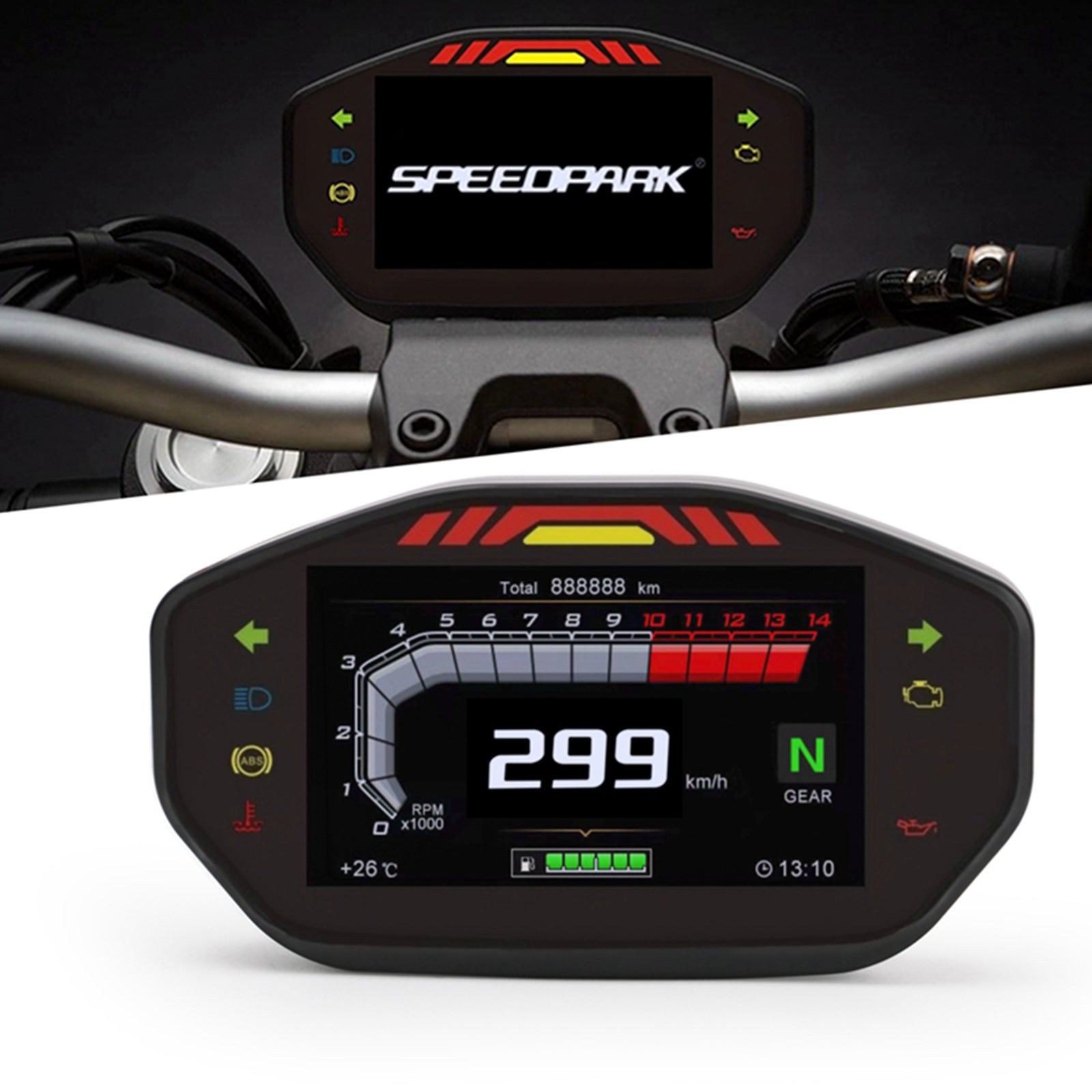 Universal Motorcycle Lcd Rpm Digital Display Odometer Speedometer Backlight Generic