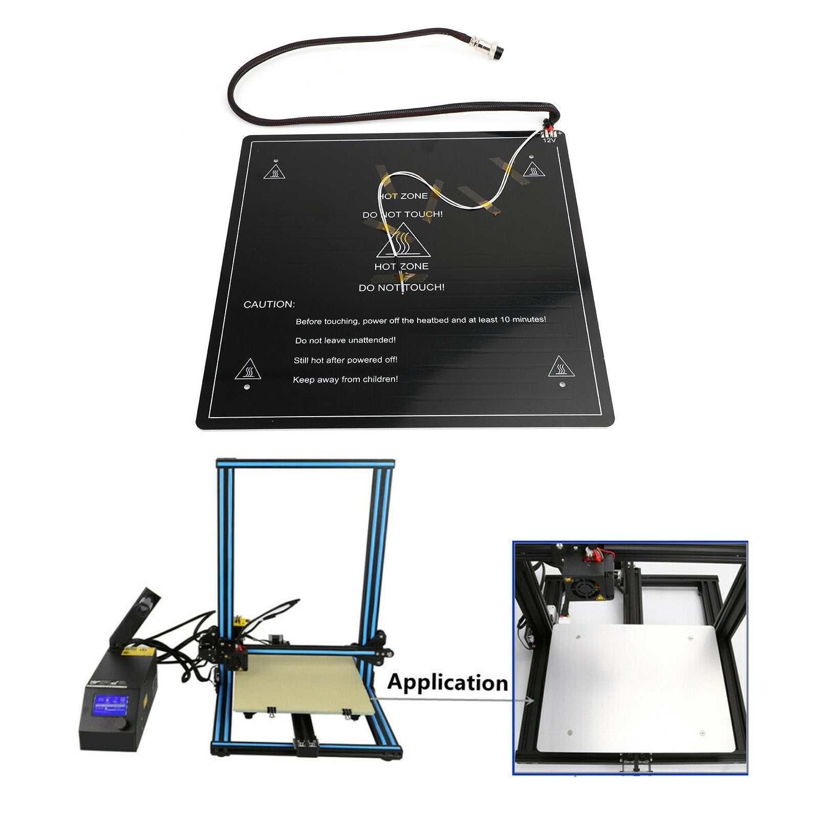 310x310x3mm 3D Printer 12V Aluminum Heat Bed with Cable for Creality CR10 CR10S