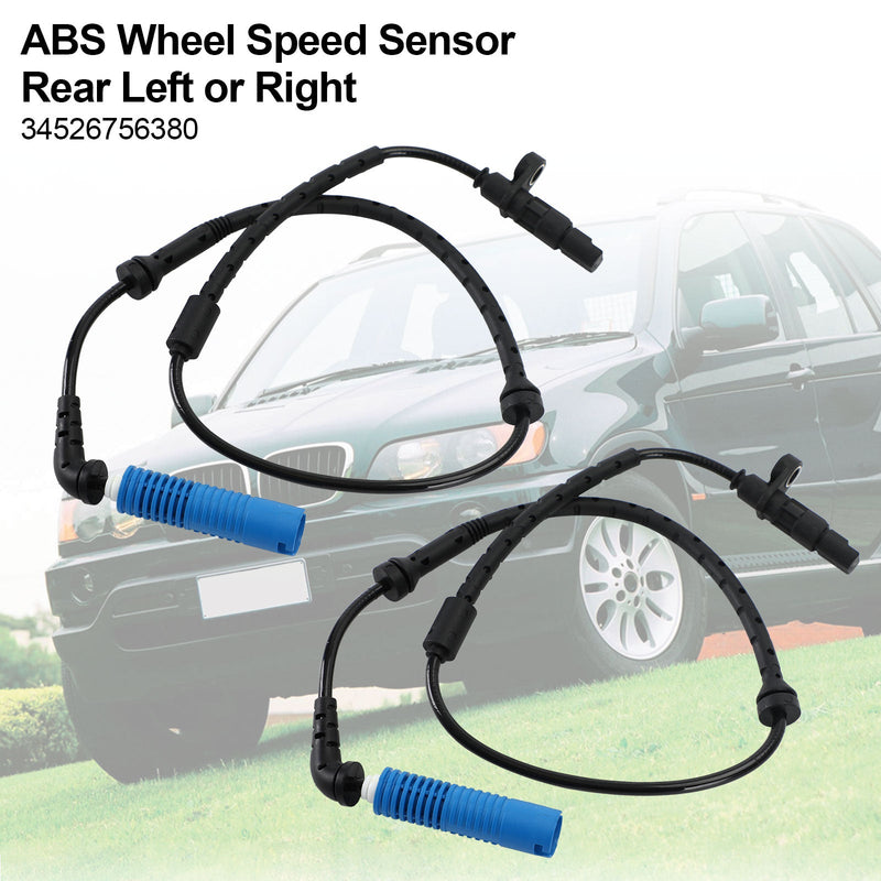 2pcs ABS Wheel Speed Sensor Rear Left&Right for BMW E53 X5 2000-2006 34526756380 Generic