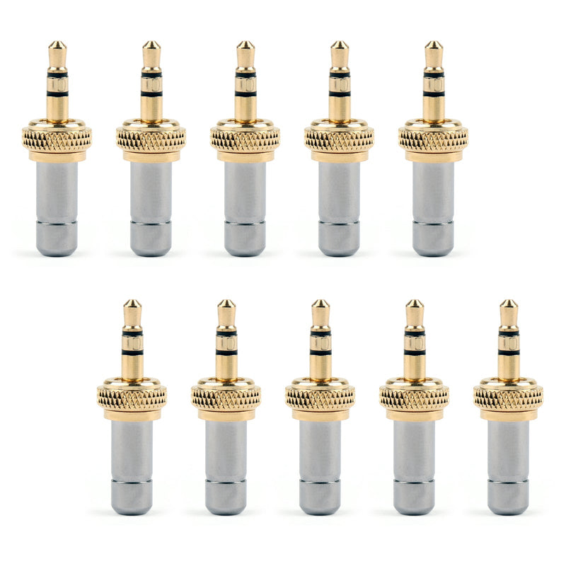 10x Mini 3.5mm Screw Locking Stereo Jack Plug Gold Plated 3.7mm For Sennheiser CA Market