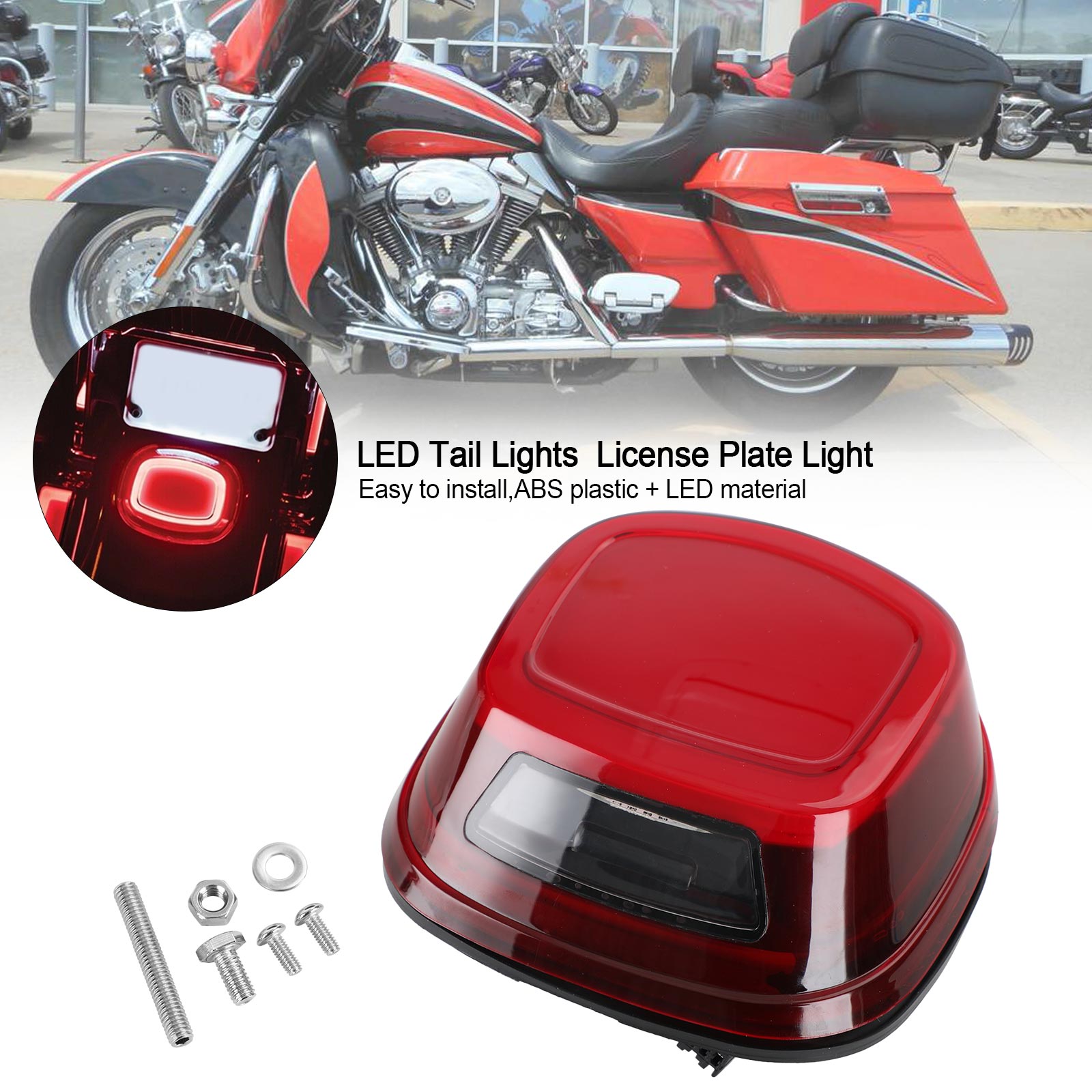 LED Tail Lights License Plate Light For Touring Softail Dyna Sportster 99-Up Generic