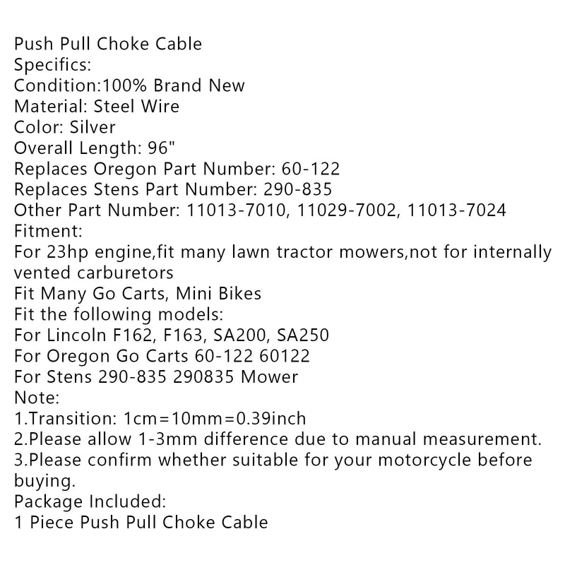 Cable de estrangulador de empuje universal de 96'' para cable de acelerador Oregon Conduit Go Kart Genérico