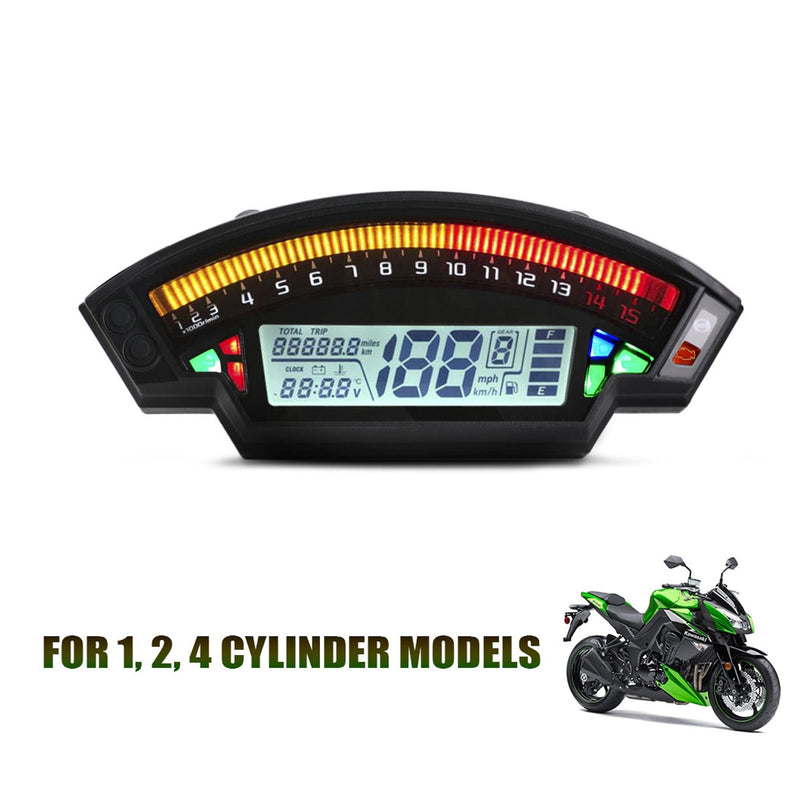 Universal Motorcycle Black Tft Digital Speedometer 14000Rpm Backlight Odometer Generic