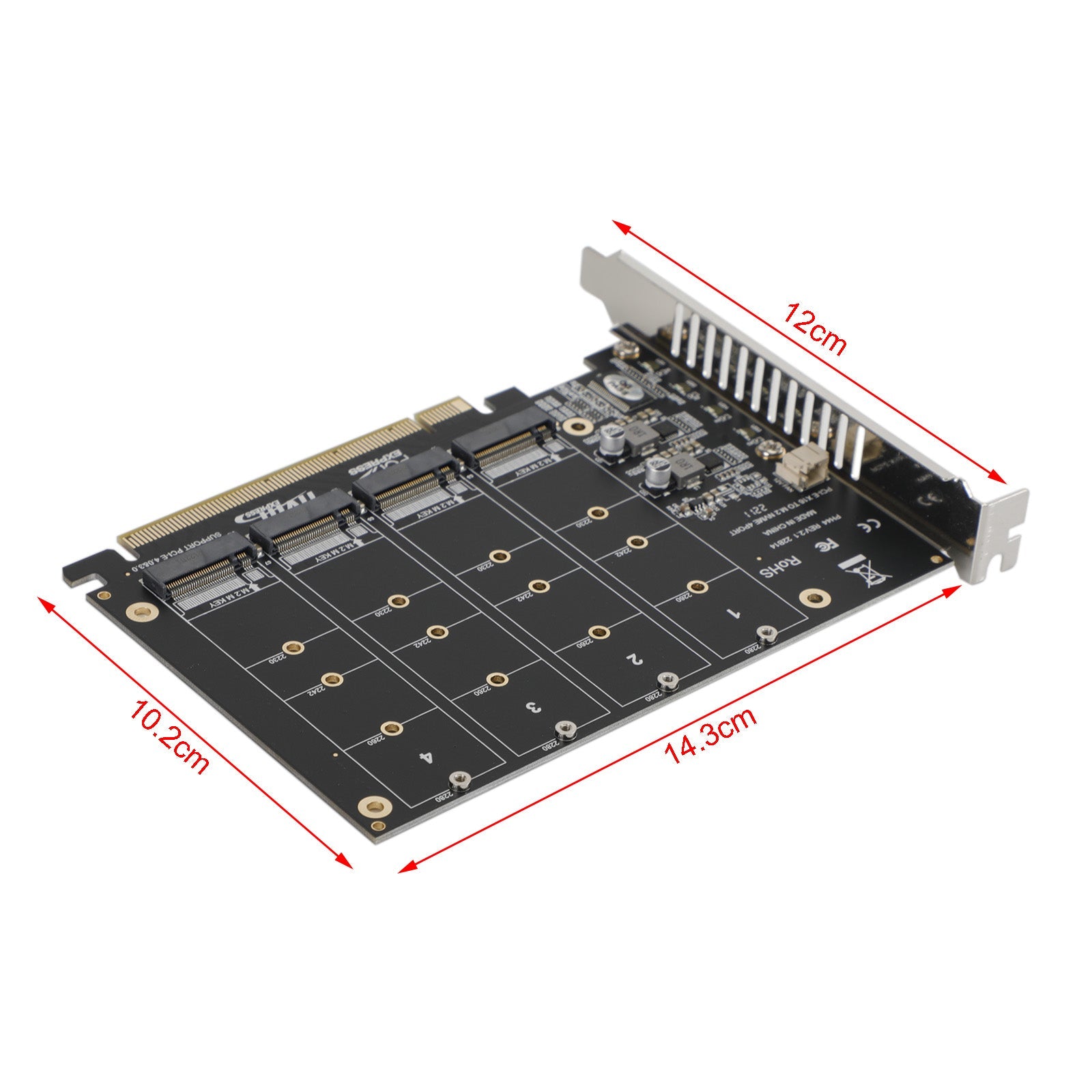 M.2 NVME SSD to PCI-E 4.0 X16 Adapter Expension Card support PH44 2280 2242