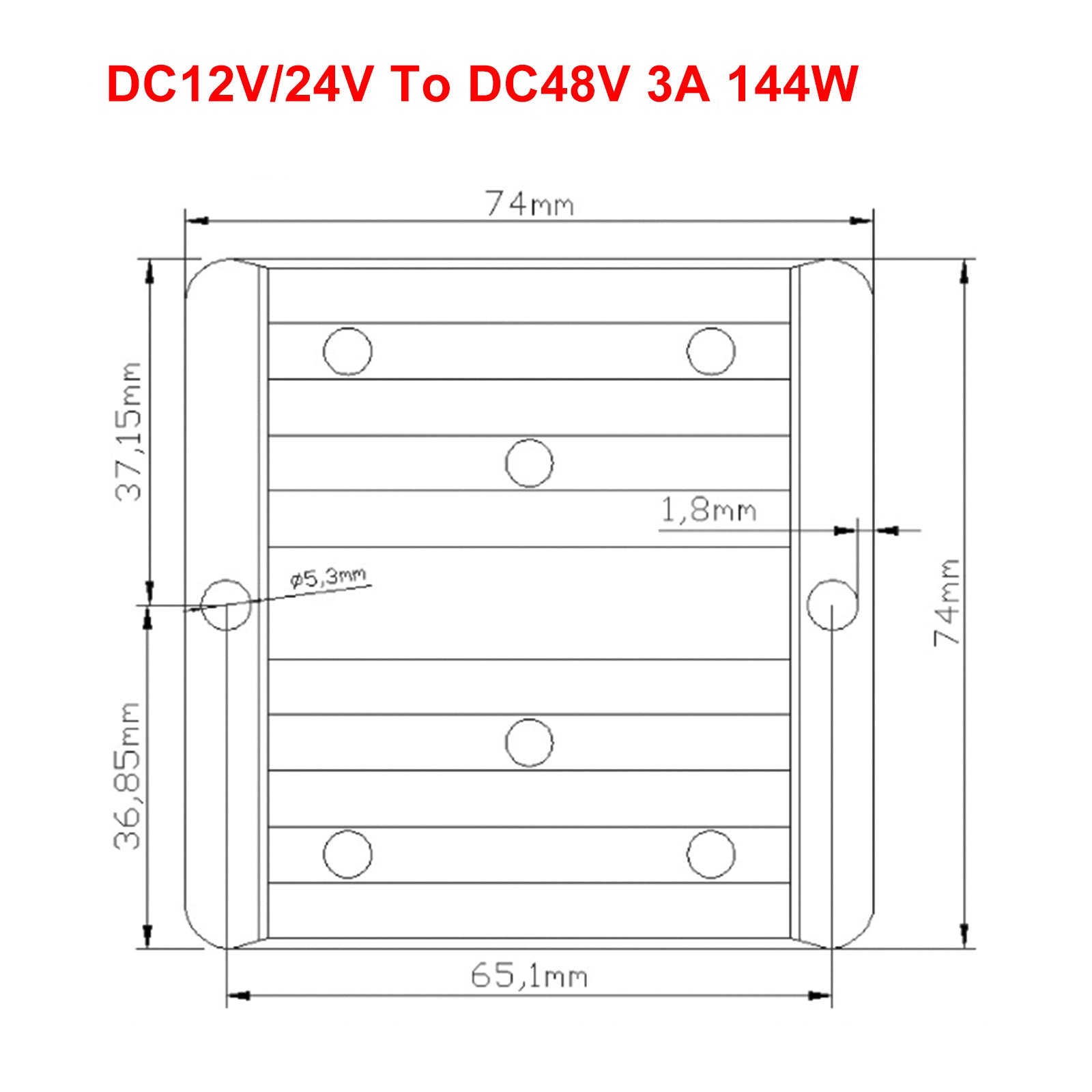 DC-DC 12V/24V-48V 3A 144W Step Up Car Power Supply Converter Regulator Waterproof