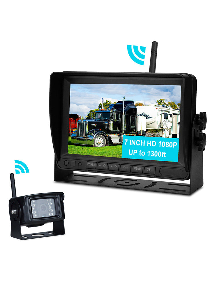 7" Wireless AHD 1080P Display 1CH Rear View Backup Camera Kit for Truck Trailer