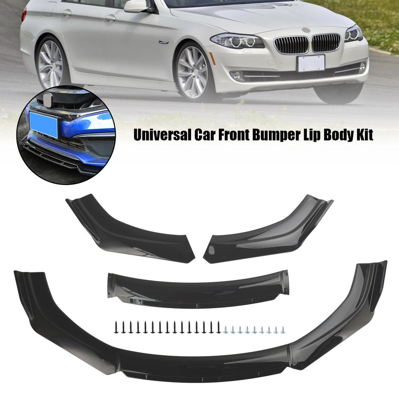 4PCS Universal Car Front Bumper Lip Body Kit Splitter Difusor Protector Negro