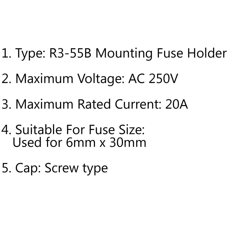 1 Uds SCI R3-55B soporte de fusible de chasis de montaje en Panel para fusibles de vidrio de 6x30mm 20A 250V 