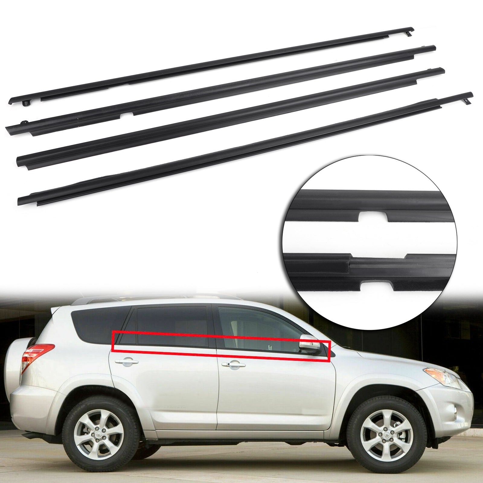 Toyota RAV4 2009-2012 Door Auto Window Trim Moulding Belt Weatherstrip