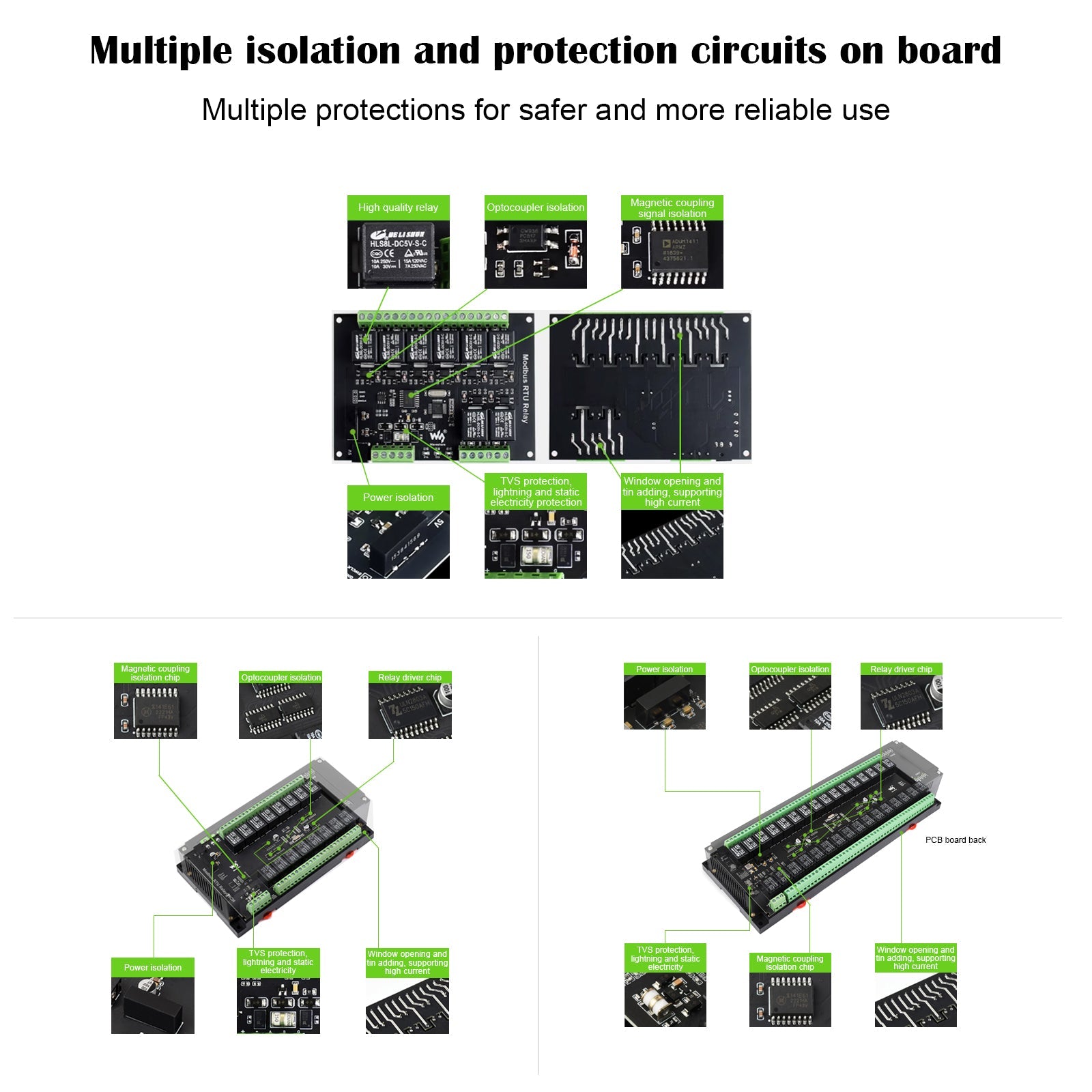 Modbus RTU 8/16/32-channel RS485 Relay Module Isolation Protection Circuits