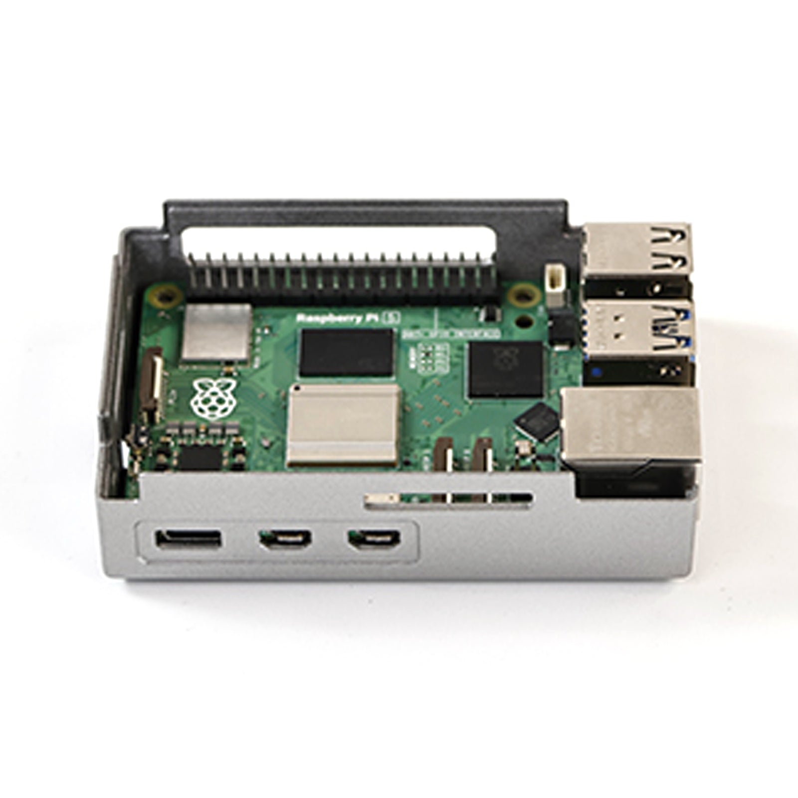 Silver Shadow Shell Raspberry pi5 Caja protectora ABS Material Control de velocidad Ventilador