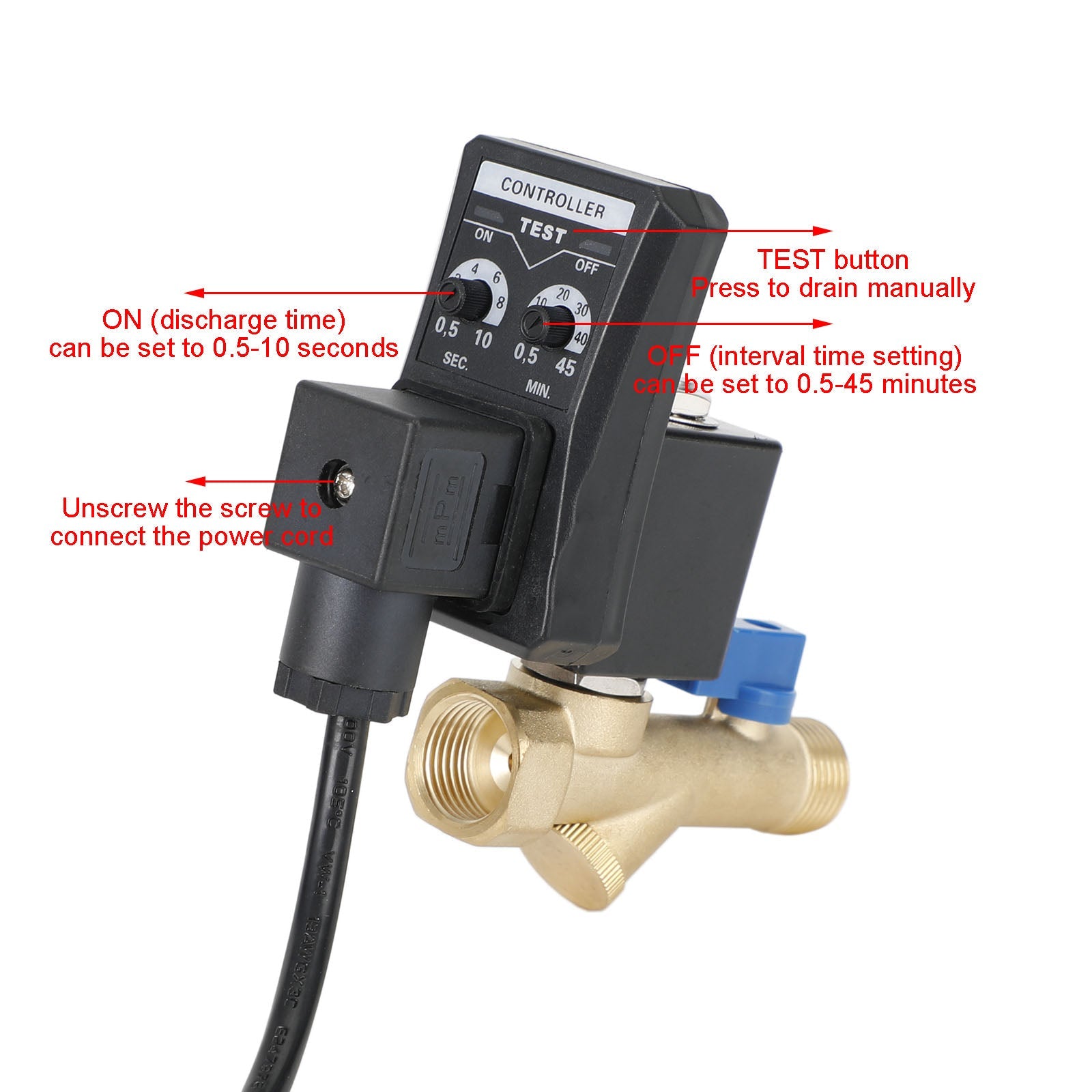 AC110V 1/2" Compresor de aire temporizado electrónico automático Válvula de drenaje automático