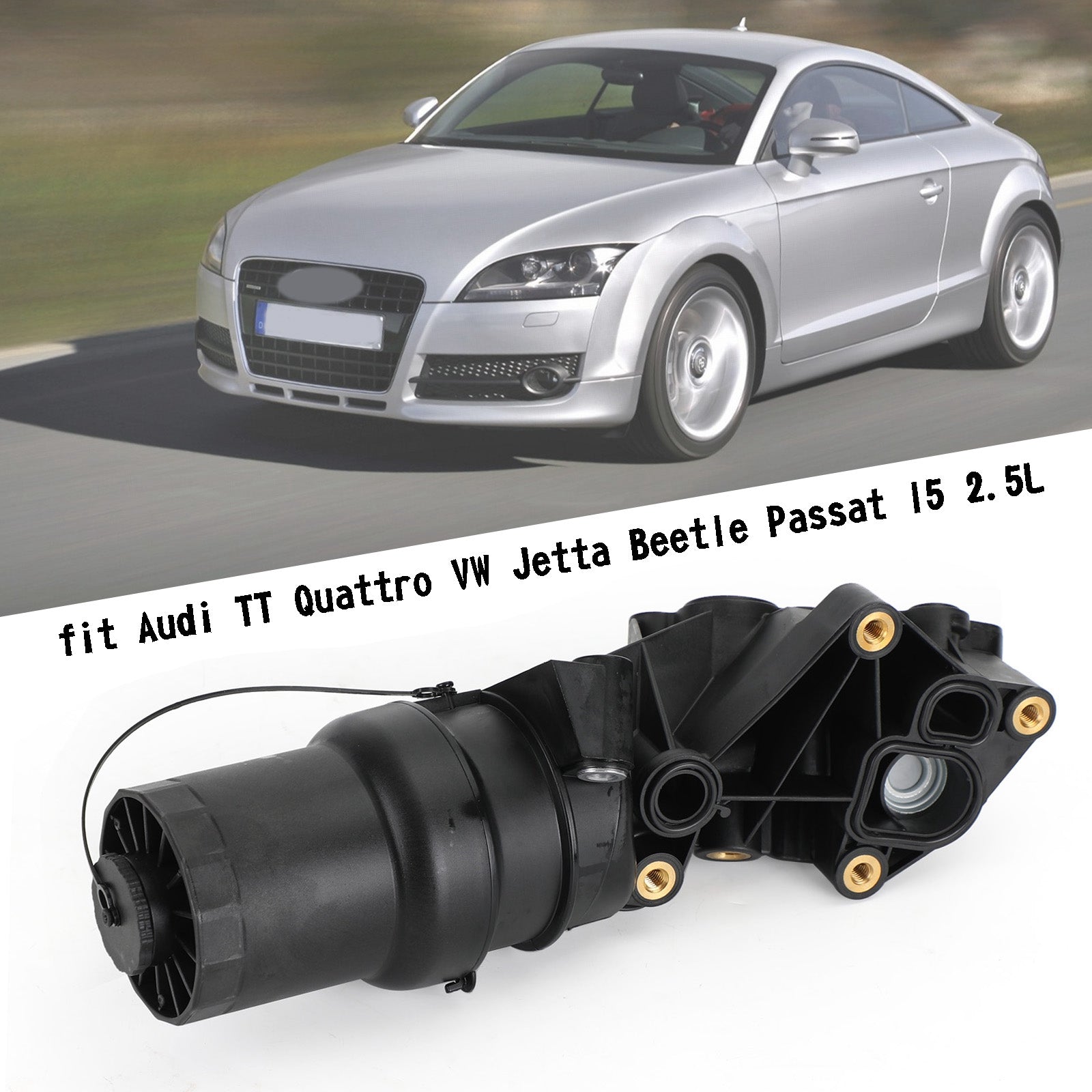 Carcasa de filtro de aceite 07K115397D compatible con Audi TT Quattro VW Jetta Beetle Passat l5 2.5L genérico