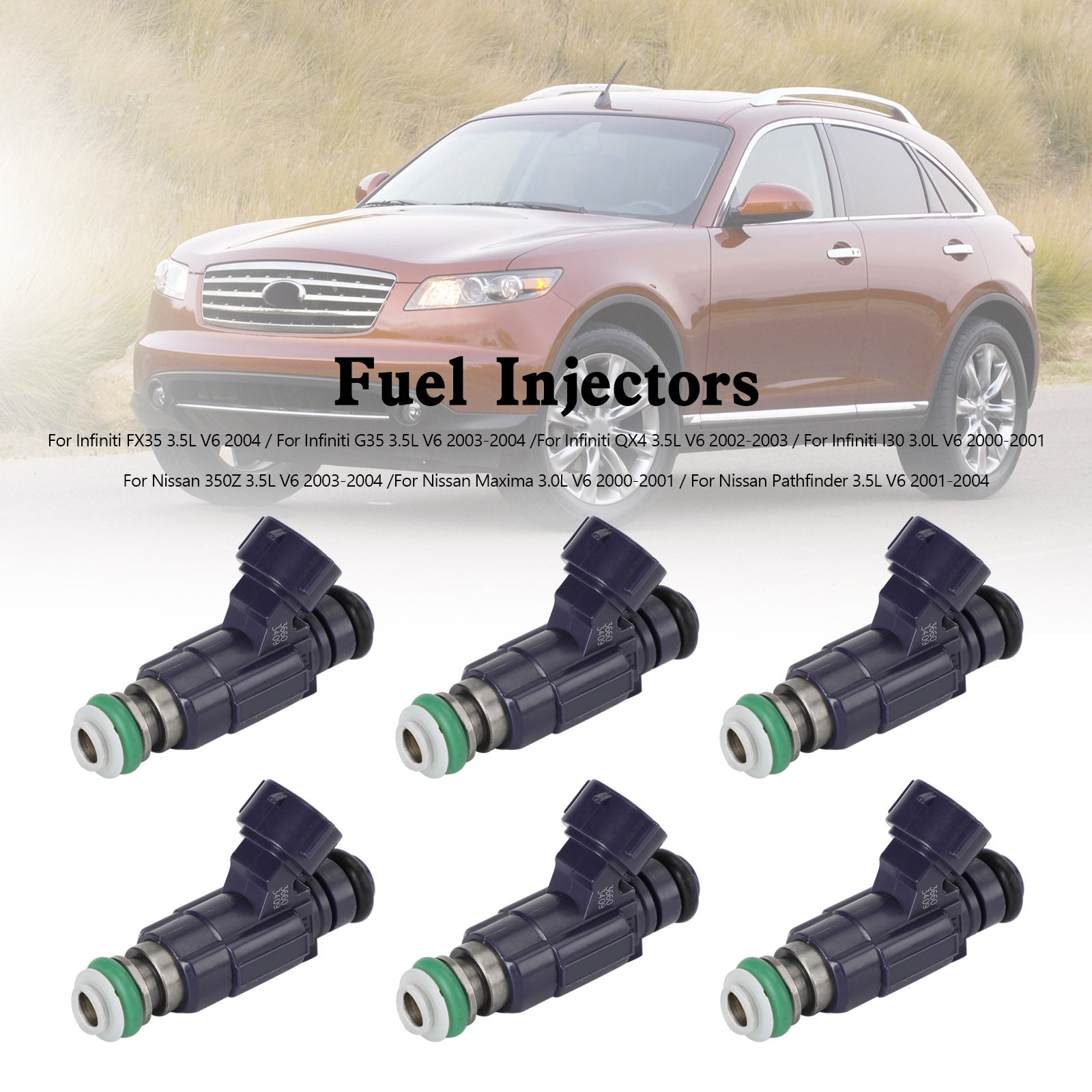 6PCS Fuel Injectors FBJC100 Fit Nissan 350Z 2003-04 Fit Infiniti G35 2003-2004