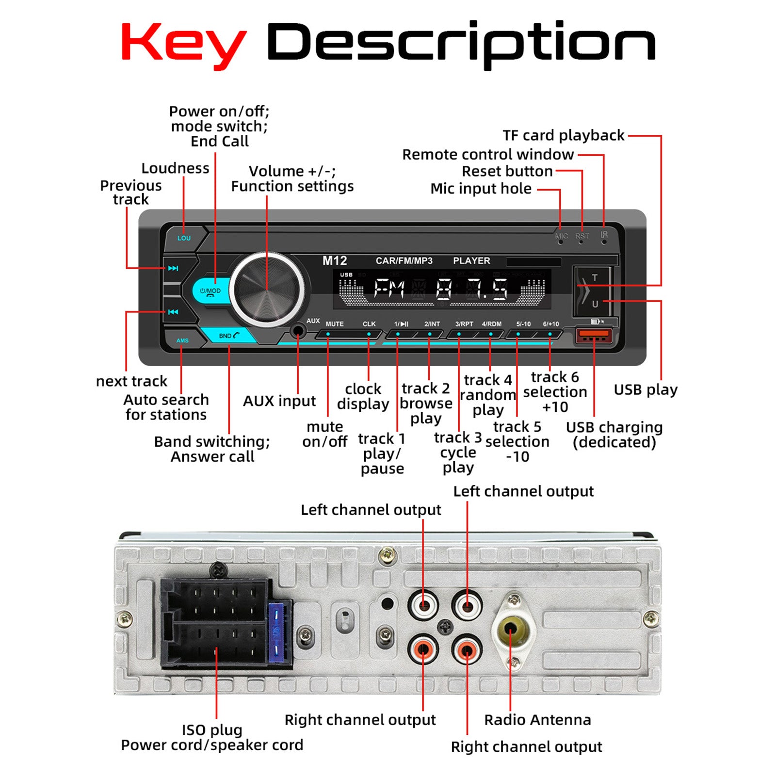 AI smart Bluetooth Stereo Radio FM Car MP3 Player Positioning to Find a Car