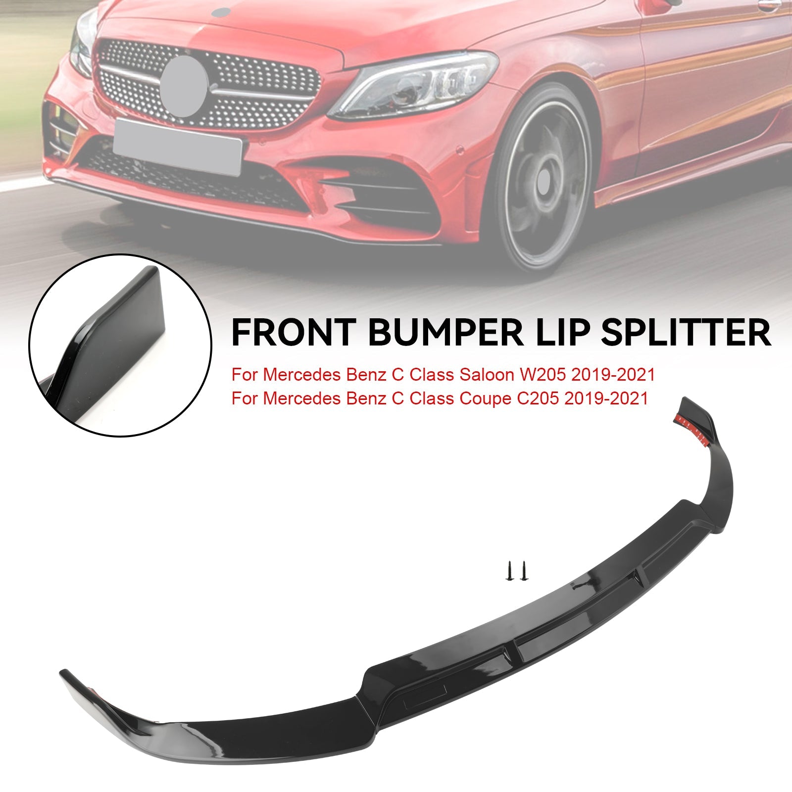 Front Splitter Lip Fit Mercedes Benz C-Class W205 C205 2019-2021 Brabus Style