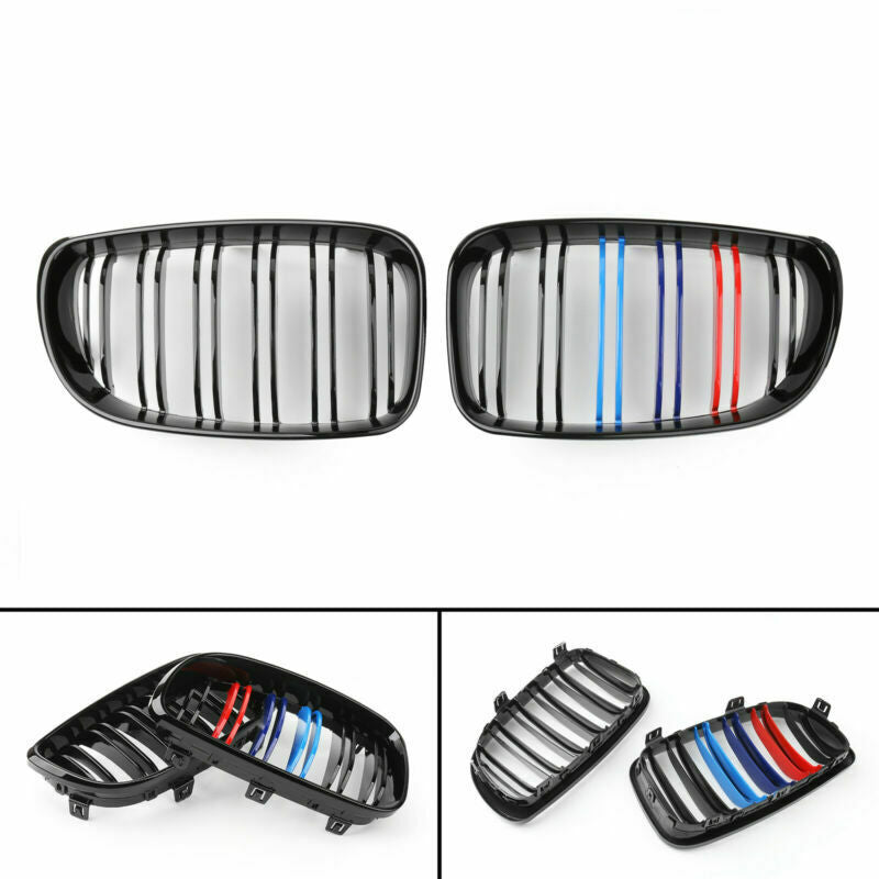 2xGloss Black Mcolor Front Bumper Kidney Grille For BMW E81 E82 E87 E88 07-12 Generic