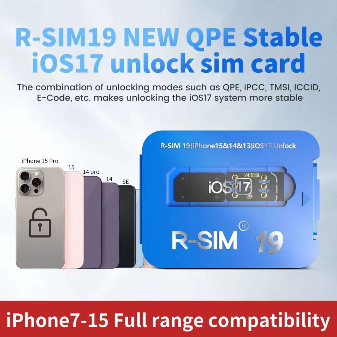 R-SIM19 بطاقة SIM جديدة QPE مستقرة مفتوحة لهاتف iPhone 15 Plus 14 13 Pro Max 12 IOS17