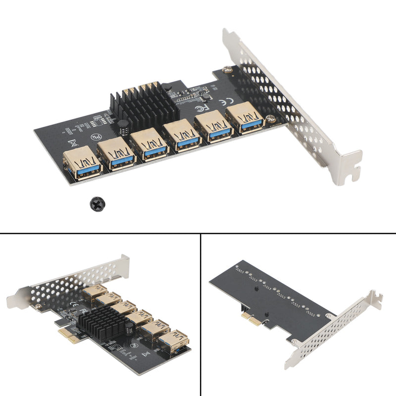20Gbs PCI-E X4 إلى 6 * USB3.0 PCI-E X1 موسع بطاقة الناهض مناسب للتعدين