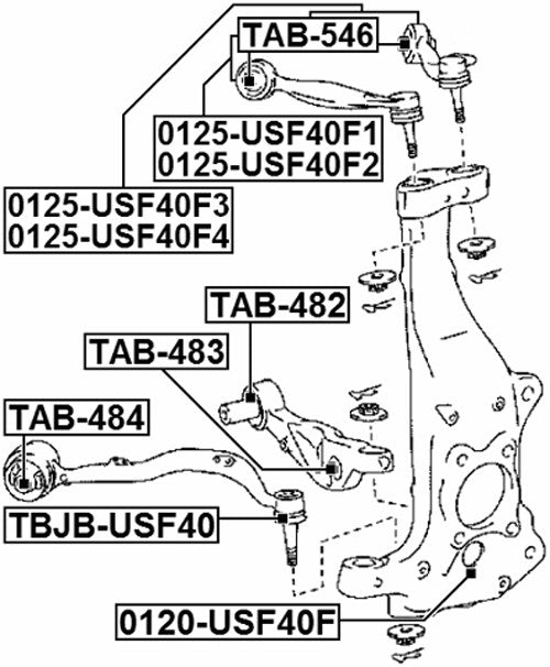2 juntas de rótula de husillo de nudillo inferior delantero para 07-16 Lexus LS460 43201-59045 