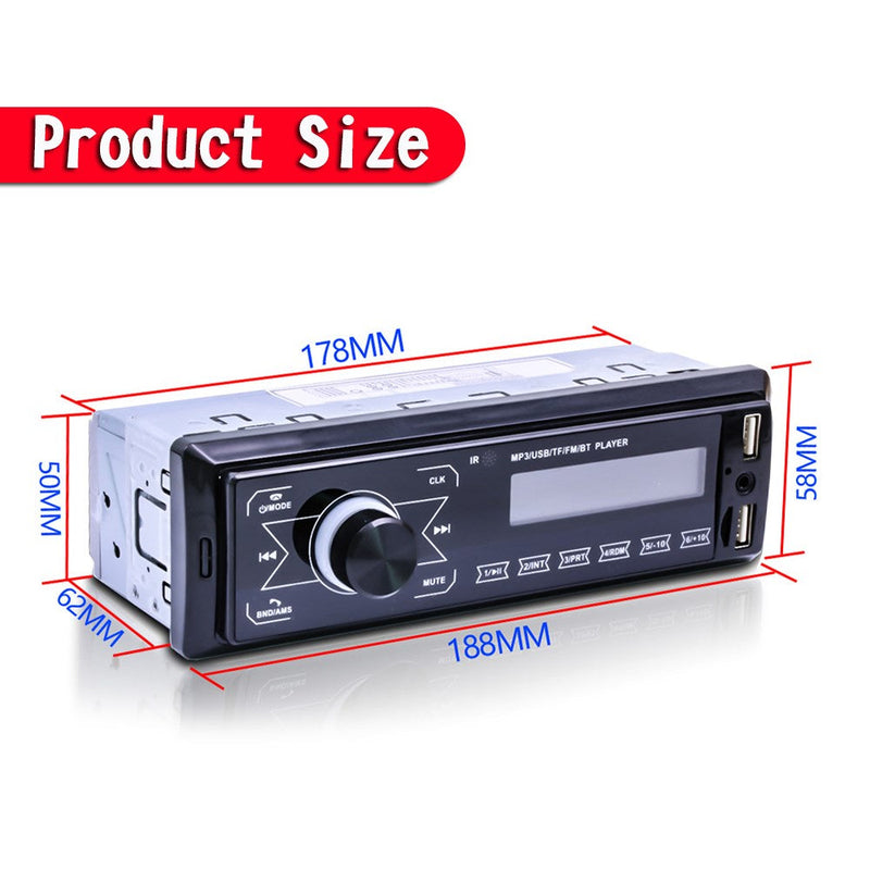 Bluetooth Single 1 Din Car Stereo USB AUX Reproductor de MP3 Pantalla táctil Radio In-Dash CA Market