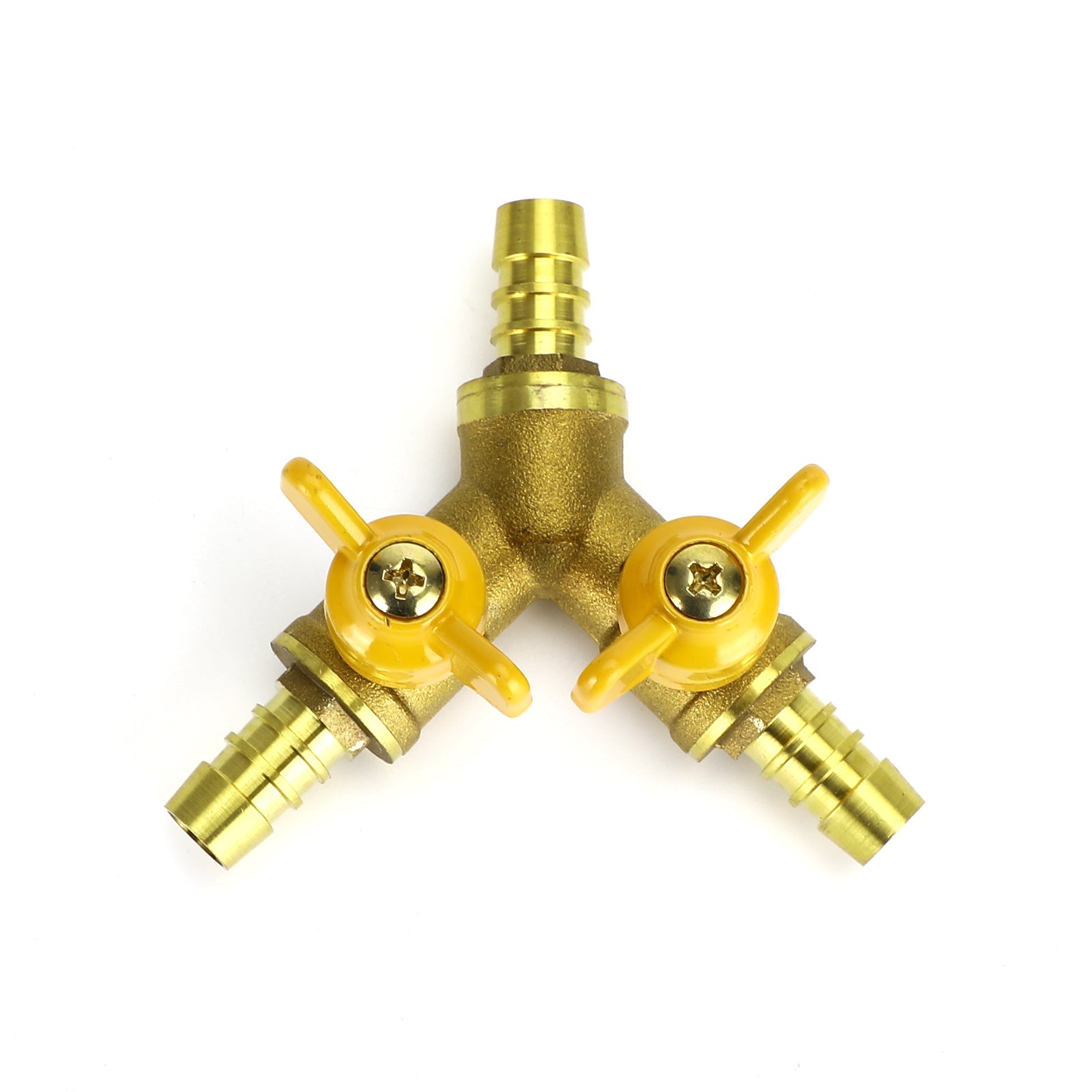 Y Shaped 3/8" ID Hose Barb Type 3 Way Brass Shut Off Ball Valve Fitting