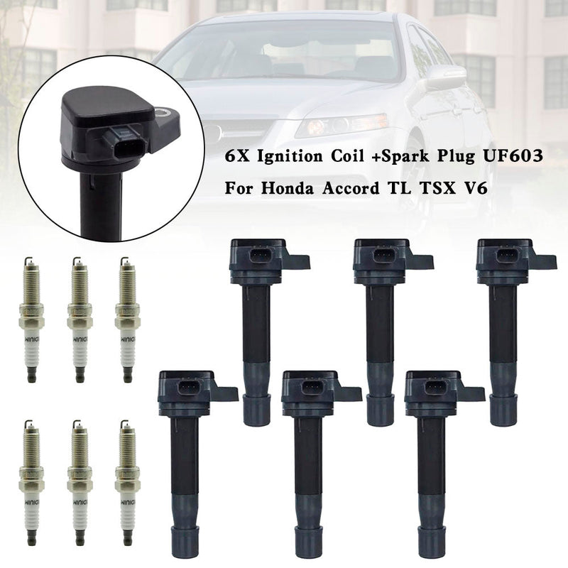 2008-2012 Honda Accord V6 3.5L 6X Ignition Coil +Spark Plug UF603 Fedex Express