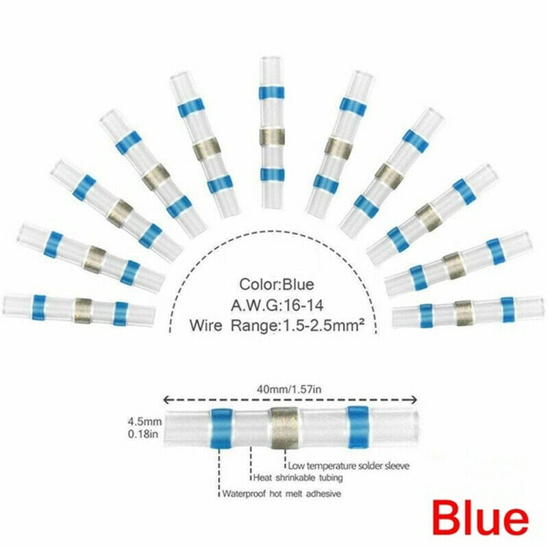 600PC Solder Sleeve Seal Electrical Butt Wire Heat Shrink Terminal Connector Kit Generic
