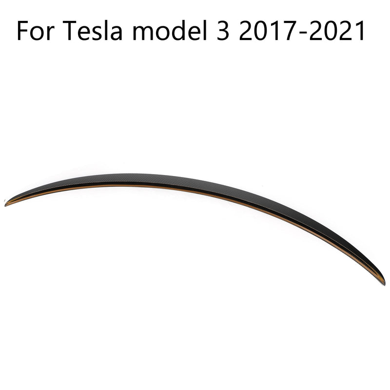 Alas de alerón, alerón trasero de fibra de carbono brillante, compatible con Tesla Model 3 2017-2021 genérico