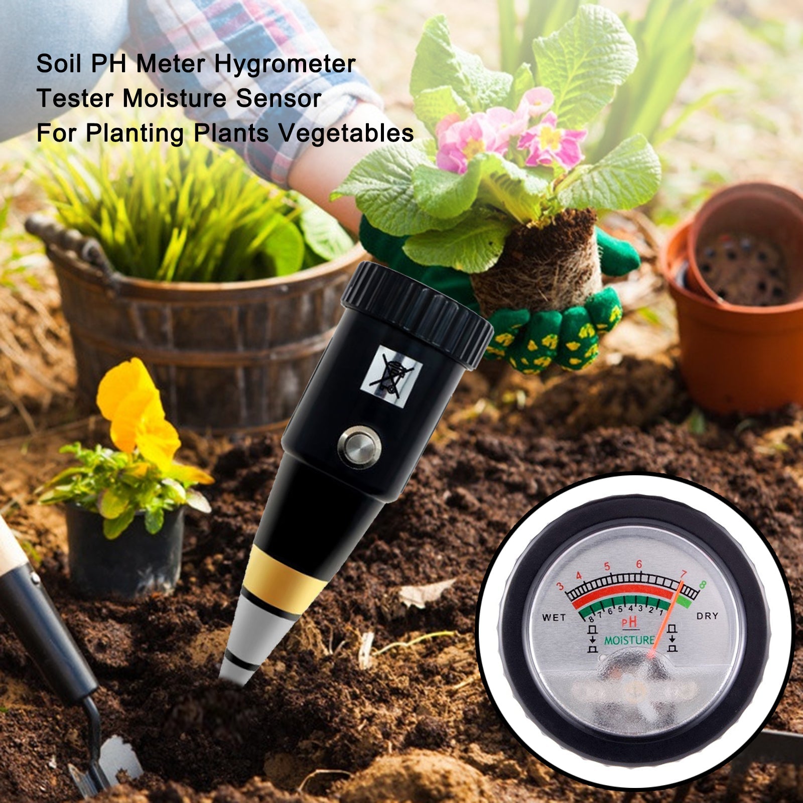 Soil PH Meter Hygrometer Tester Moisture Sensor For Planting Plants Vegetables