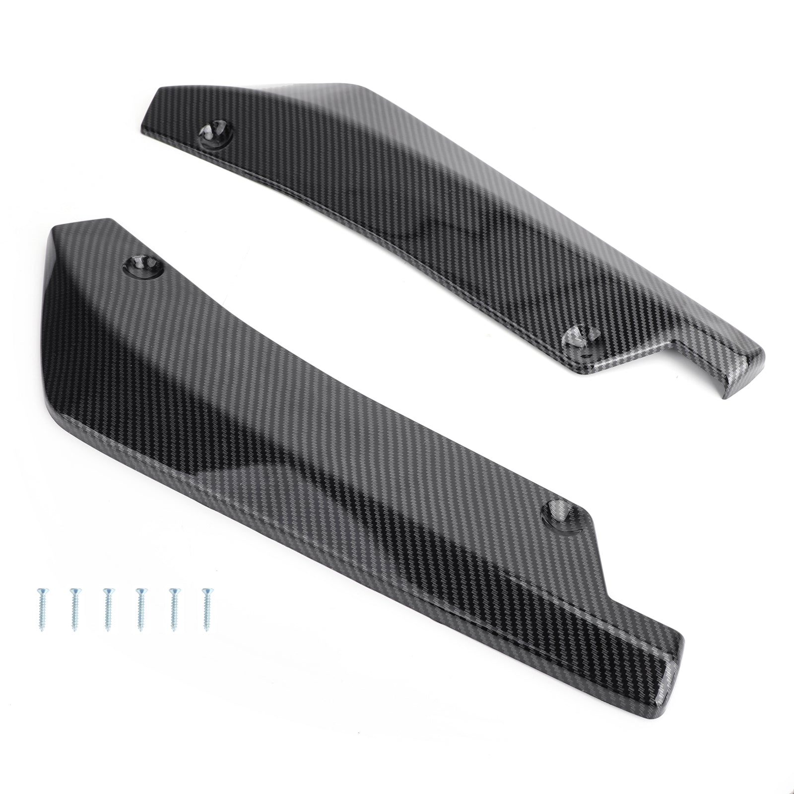 2PCS Car Rear Bumper Fin Canard Splitter Diffuser Valence Spoiler Lip Carbon Fiber Look Generic