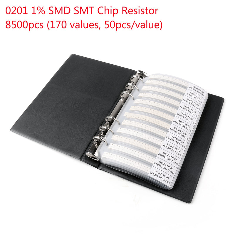 8500PCS 0201 1% SMD Chip SMT Resistor 170 Valores Muestra Libro YAGEO DIY Kits 