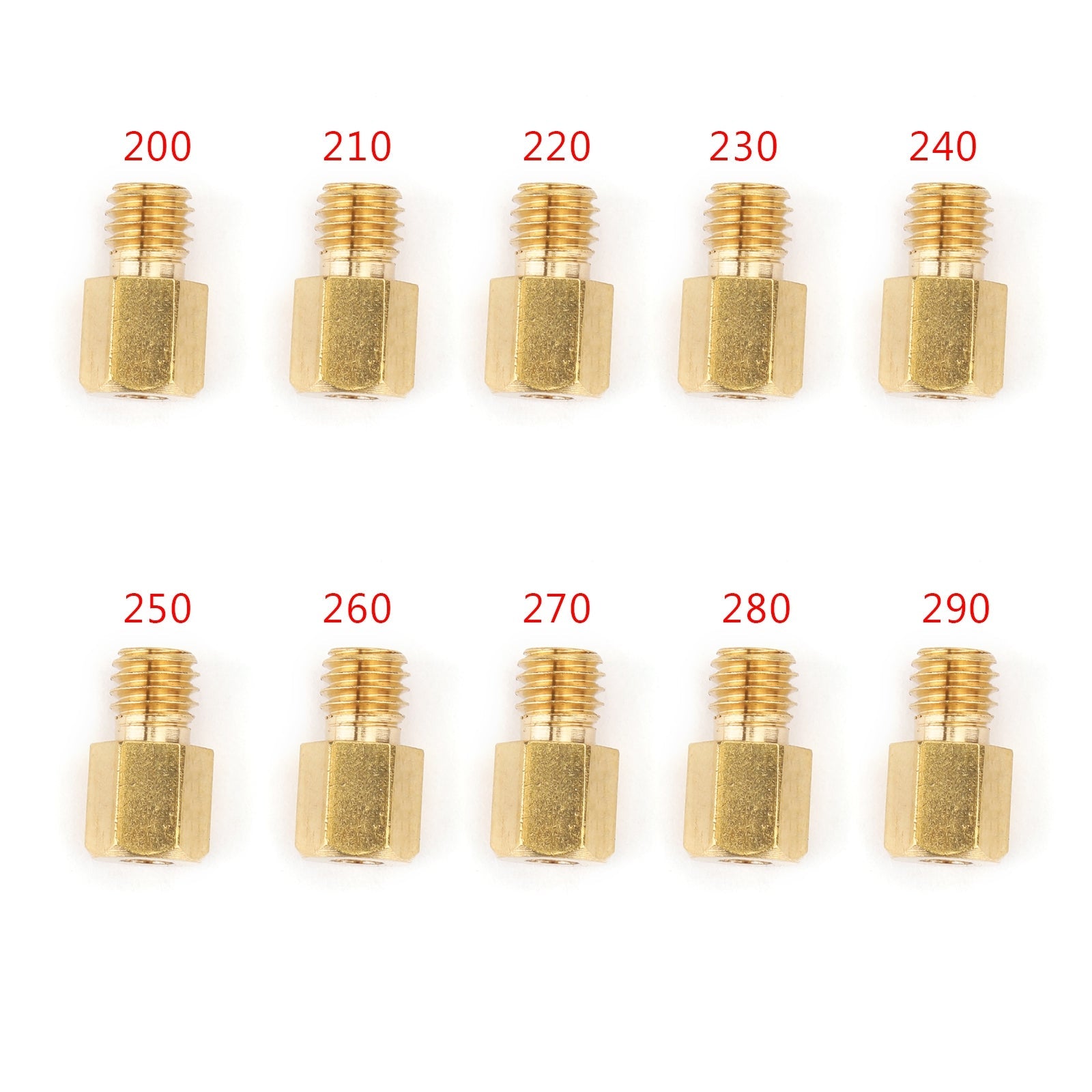 10PCS Hex Type Main Jets For MIKUNI VM/TM/TMX Carburetor 200-290 220 250 4/042 Generic