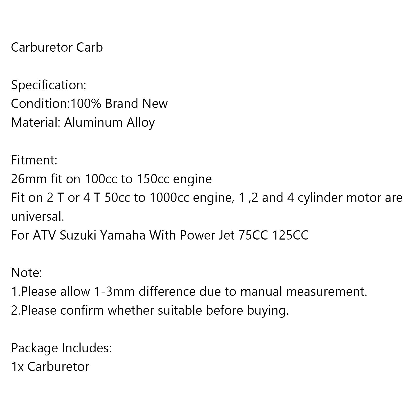 26MM Universal 26 MM PWK Motorcycle Carburetor For Keihin Mikuni Dellorto Koso Generic