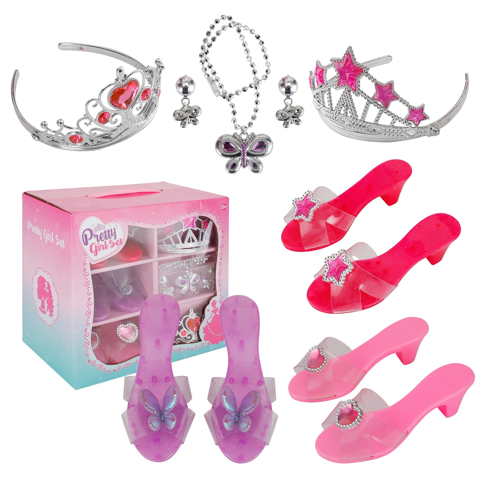 Dress Up Princess Dress Up Heels Jewelry And Tiaras Toys For Little Girls Kids