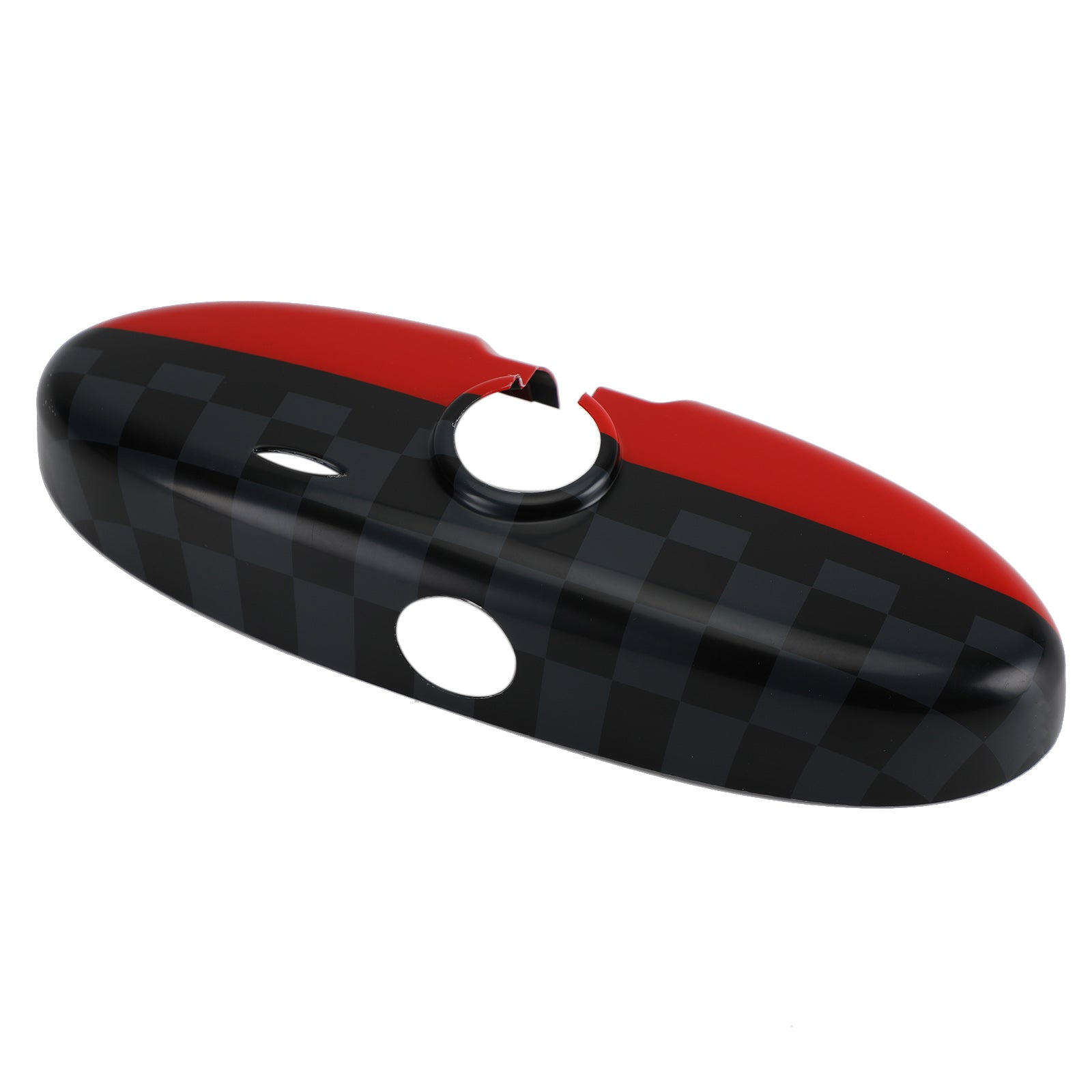 Black/Grey Checkered Red Rear View Mirror Cover For BMW MINI Cooper R55 R56 R57 Generic