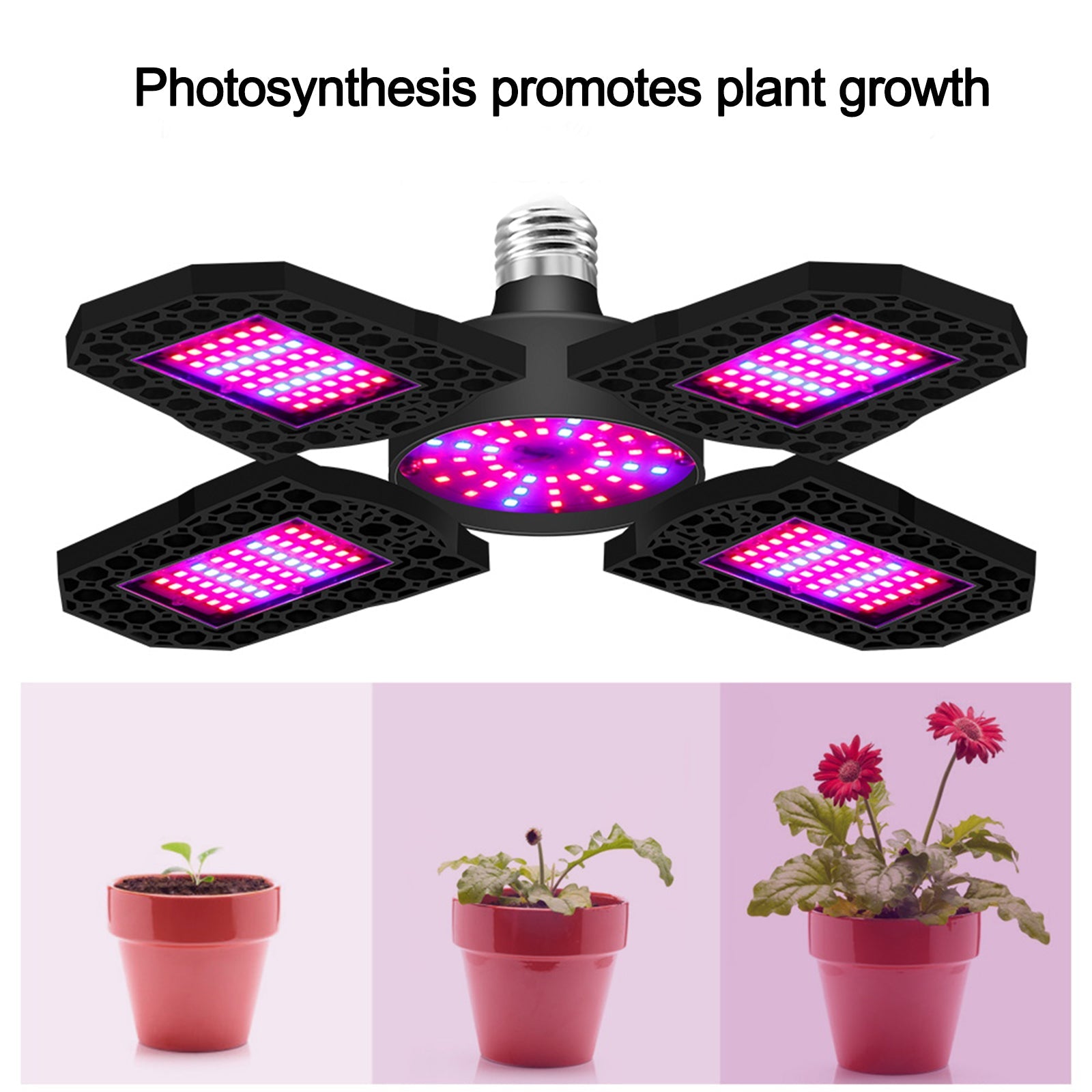 E27 LED Grow Light With Foldable Full Spectrum Grow Lights For Indoor Plant