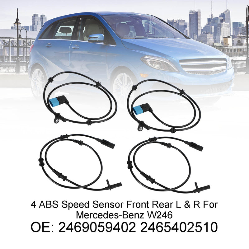 4 Sensor de velocidad ABS delantero trasero L &amp; R para Mercedes-Benz W246 2469059402 2465402510 genérico