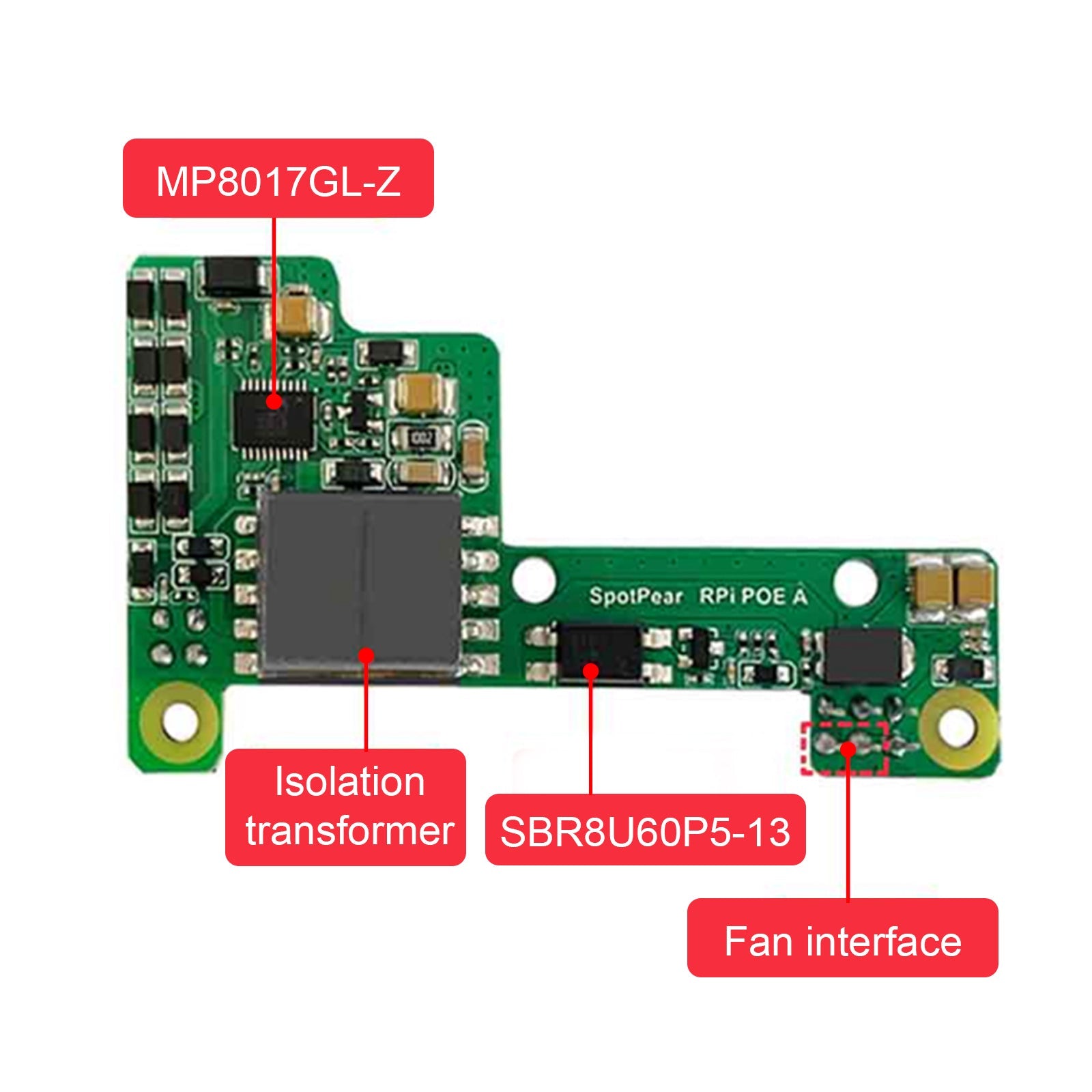 Módulo de expansión de fuente de alimentación Ethernet Raspberry Pi Poe compatible con 3B+/4B con ventilador