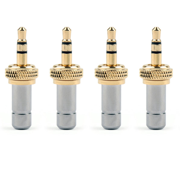 4x Mini 3.5mm Screw Locking Stereo Jack Plug Gold Plated 3.7mm For Sennheiser