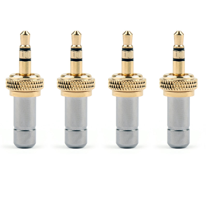 4x Mini 3.5mm Screw Locking Stereo Jack Plug Gold Plated 3.7mm For Sennheiser