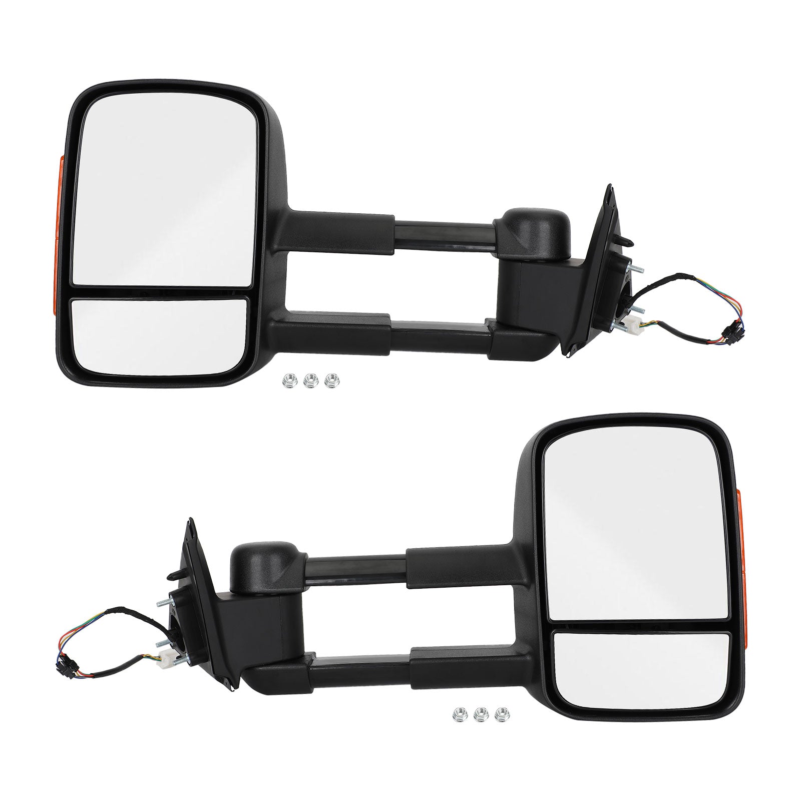 Pair of Electric Extendable Towing Mirrors for Nissan Navara NP300 2015+ Black Generic