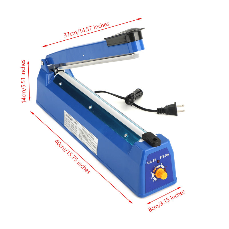 Sellador de calor de impulso económico de 12 ", máquina de sellado manual de bolsas de polietileno de plástico de 300 mm, azul
