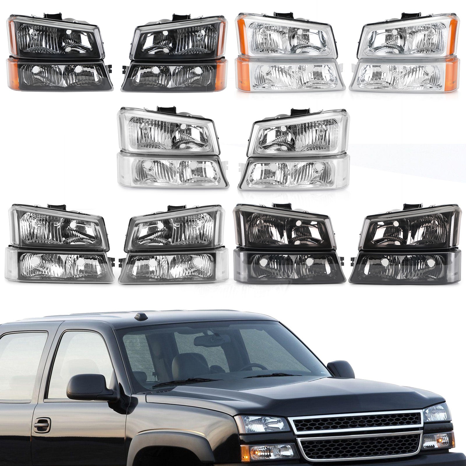 Side Headlights/Lamp Assembly For Chevr Silverado 2003-2006 Generic